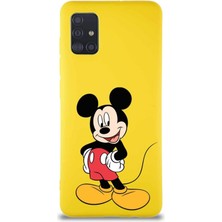 Printify Samsung Galaxy A51 Soft Premier Kapak Mickey Mouse-E Tasarımlı Silikon Kılıf - Sarı