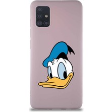 Printify Samsung Galaxy A51 Soft Premier Kapak Donald Duck-B Tasarımlı Silikon Kılıf - Pudra