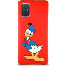 Printify Samsung Galaxy A71 Soft Premier Kapak Donald Duck-D Tasarımlı Silikon Kılıf - Kırmızı