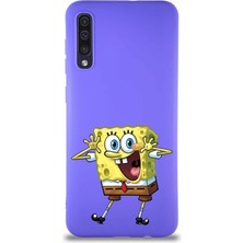 Printify Samsung Galaxy A30S Soft Premier Kapak Sünger Bob Tasarımlı Silikon Kılıf - Mor