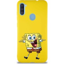 Printify Samsung Galaxy A11 Soft Premier Kapak Sünger Bob Tasarımlı Silikon Kılıf - Sarı
