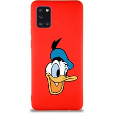 Printify Samsung Galaxy A31 Soft Premier Kapak Donald Duck-A Tasarımlı Silikon Kılıf - Kırmızı