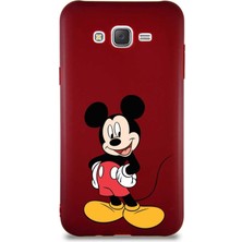 Printify Samsung Galaxy J7 Soft Premier Kapak Mickey Mouse-E Tasarımlı Silikon Kılıf - Mürdüm