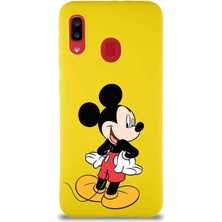 Printify Samsung Galaxy A20 Soft Premier Kapak Mickey Mouse-D Tasarımlı Silikon Kılıf - Sarı