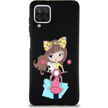 Printify Samsung Galaxy A12 Soft Premier Kapak Vespagirl Tasarımlı Silikon Kılıf - Siyah