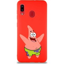 Printify Samsung Galaxy A30 Soft Premier Kapak Patrick Yıldız Tasarımlı Silikon Kılıf - Kırmızı