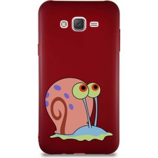 Printify Samsung Galaxy J7 Core Soft Premier Kapak Salyangoz Gary Tasarımlı Silikon Kılıf - Mürdüm