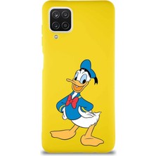 Printify Samsung Galaxy A12 Soft Premier Kapak Donald Duck-C Tasarımlı Silikon Kılıf - Sarı