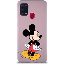 Printify Samsung Galaxy M31 Soft Premier Kapak Mickey Mouse-D Tasarımlı Silikon Kılıf - Pudra