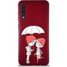 Printify Samsung Galaxy A30S Soft Premier Kapak Aşk Tasarımlı Silikon Kılıf - Mürdüm