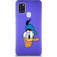 Printify Samsung Galaxy A21S Soft Premier Kapak Donald Duck-A Tasarımlı Silikon Kılıf - Mor