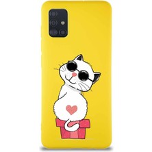 Printify Samsung Galaxy M31S Soft Premier Kapak Coolcat Tasarımlı Silikon Kılıf - Sarı