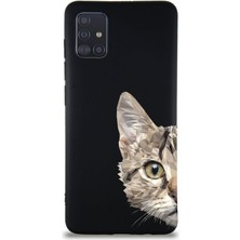Printify Samsung Galaxy M31S Soft Premier Kapak Catface Tasarımlı Silikon Kılıf - Siyah