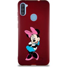 Printify Samsung Galaxy A11 Soft Premier Kapak Minnie Mouse-D Tasarımlı Silikon Kılıf - Mürdüm