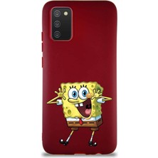 Printify Samsung Galaxy A02S Soft Premier Kapak Sünger Bob Tasarımlı Silikon Kılıf - Mürdüm