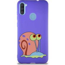 Printify Samsung Galaxy A11 Soft Premier Kapak Salyangoz Gary Tasarımlı Silikon Kılıf - Mor