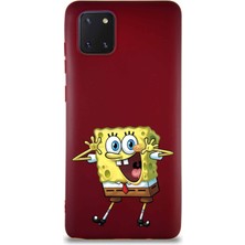 Printify Samsung Galaxy Note 10 Lite Soft Premier Kapak Sünger Bob Tasarımlı Silikon Kılıf - Mürdüm
