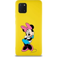 Printify Samsung Galaxy Note 10 Lite Soft Premier Kapak Minnie Mouse-D Tasarımlı Silikon Kılıf - Sarı