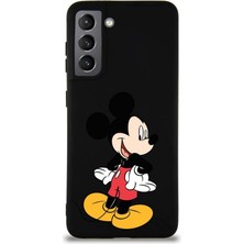 Printify Samsung Galaxy S21 Soft Premier Kapak Mickey Mouse-D Tasarımlı Silikon Kılıf - Siyah