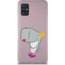Printify Samsung Galaxy A51 Soft Premier Kapak Pearl Yengeç Tasarımlı Silikon Kılıf - Pudra
