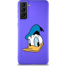 Printify Samsung Galaxy S21 Plus Soft Premier Kapak Donald Duck-B Tasarımlı Silikon Kılıf - Mor