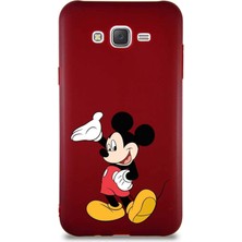 Printify Samsung Galaxy J7 Core Soft Premier Kapak Mickey Mouse-C Tasarımlı Silikon Kılıf - Mürdüm