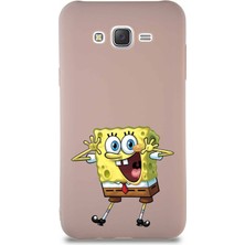 Printify Samsung Galaxy J7 Soft Premier Kapak Sünger Bob Tasarımlı Silikon Kılıf - Pudra