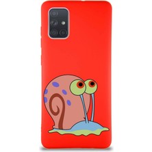 Printify Samsung Galaxy A71 Soft Premier Kapak Salyangoz Gary Tasarımlı Silikon Kılıf - Kırmızı