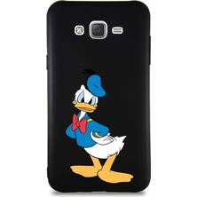 Printify Samsung Galaxy J7 Core Soft Premier Kapak Donald Duck-D Tasarımlı Silikon Kılıf - Siyah