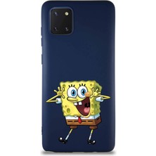 Printify Samsung Galaxy A81 Soft Premier Kapak Sünger Bob Tasarımlı Silikon Kılıf - Lacivert