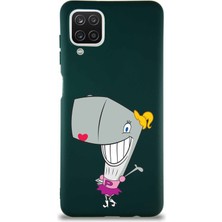 Printify Samsung Galaxy A12 Soft Premier Kapak Pearl Yengeç Tasarımlı Silikon Kılıf - Yeşil