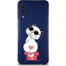 Printify Samsung Galaxy A50 Soft Premier Kapak Coolcat Tasarımlı Silikon Kılıf - Lacivert