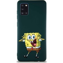 Printify Samsung Galaxy A31 Soft Premier Kapak Sünger Bob Tasarımlı Silikon Kılıf - Yeşil