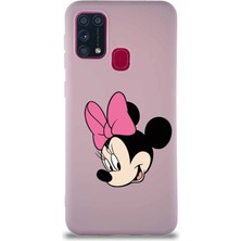 Printify Samsung Galaxy M31 Soft Premier Kapak Minnie Mouse-B Tasarımlı Silikon Kılıf - Pudra