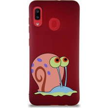 Printify Samsung Galaxy A30 Soft Premier Kapak Salyangoz Gary Tasarımlı Silikon Kılıf - Mürdüm