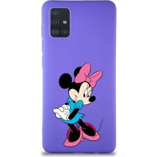 Printify Samsung Galaxy A51 Soft Premier Kapak Minnie Mouse-F Tasarımlı Silikon Kılıf - Mor