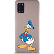 Printify Samsung Galaxy A31 Soft Premier Kapak Donald Duck-C Tasarımlı Silikon Kılıf - Pudra
