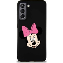 Printify Samsung Galaxy S21 Soft Premier Kapak Minnie Mouse-C Tasarımlı Silikon Kılıf - Siyah