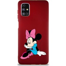 Printify Samsung Galaxy M51 Soft Premier Kapak Minnie Mouse-E Tasarımlı Silikon Kılıf - Mürdüm