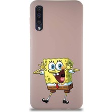Printify Samsung Galaxy A50 Soft Premier Kapak Sünger Bob Tasarımlı Silikon Kılıf - Pudra