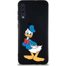 Printify Samsung Galaxy A50 Soft Premier Kapak Donald Duck-D Tasarımlı Silikon Kılıf - Siyah