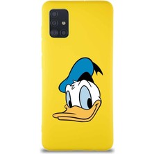 Printify Samsung Galaxy A51 Soft Premier Kapak Donald Duck-B Tasarımlı Silikon Kılıf - Sarı