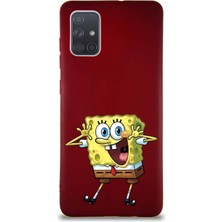 Printify Samsung Galaxy A71 Soft Premier Kapak Sünger Bob Tasarımlı Silikon Kılıf - Mürdüm