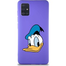 Printify Samsung Galaxy A51 Soft Premier Kapak Donald Duck-B Tasarımlı Silikon Kılıf - Mor