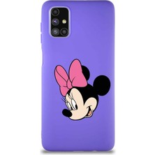 Printify Samsung Galaxy M51 Soft Premier Kapak Minnie Mouse-B Tasarımlı Silikon Kılıf - Mor