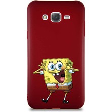 Printify Samsung Galaxy J7 Core Soft Premier Kapak Sünger Bob Tasarımlı Silikon Kılıf - Mürdüm