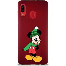 Printify Samsung Galaxy A20 Soft Premier Kapak Mickey Mouse-G Tasarımlı Silikon Kılıf - Mürdüm