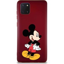 Printify Samsung Galaxy A81 Soft Premier Kapak Mickey Mouse-D Tasarımlı Silikon Kılıf - Mürdüm