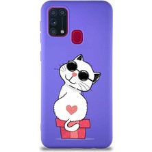 Printify Samsung Galaxy M31 Soft Premier Kapak Coolcat Tasarımlı Silikon Kılıf - Mor