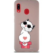 Printify Samsung Galaxy A30 Soft Premier Kapak Coolcat Tasarımlı Silikon Kılıf - Pudra